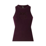 Top donna a costine con logo Love Birds in trasparenza