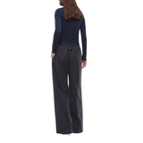Pantaloni donna palazzo in misto lana stretch