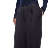 Pantaloni donna palazzo in misto lana stretch