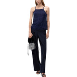 Top Donna fluido con piume