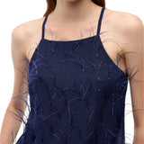 Top Donna fluido con piume