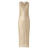 Abito donna midi effetto rete con strass