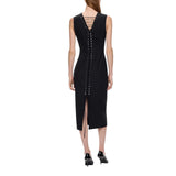 Abito donna midi aderente con stringhe