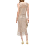 Abito donna midi effetto rete con strass
