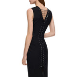 Abito donna midi aderente con stringhe