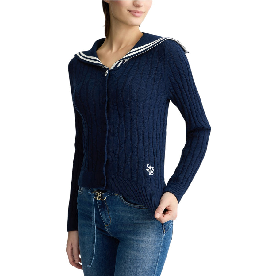 Cardigan donna in maglia a trecce