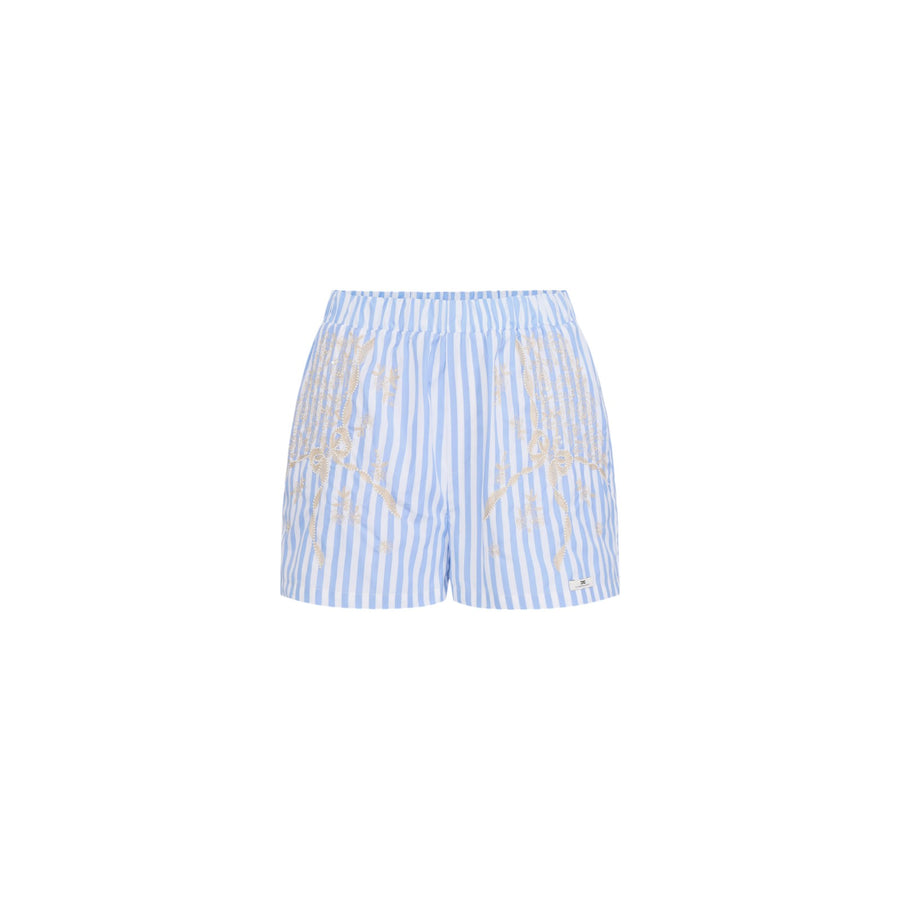 Shorts donna  in popeline di cotone con ricami