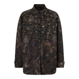 Overshirt Donna in tela tecnica con stampa camouflage floreale