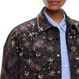 Overshirt Donna in tela tecnica con stampa camouflage floreale