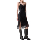 Abito donna midi in raso e pizzo
