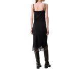 Abito donna midi in raso e pizzo