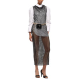 Abito donna midi effetto rete con strass