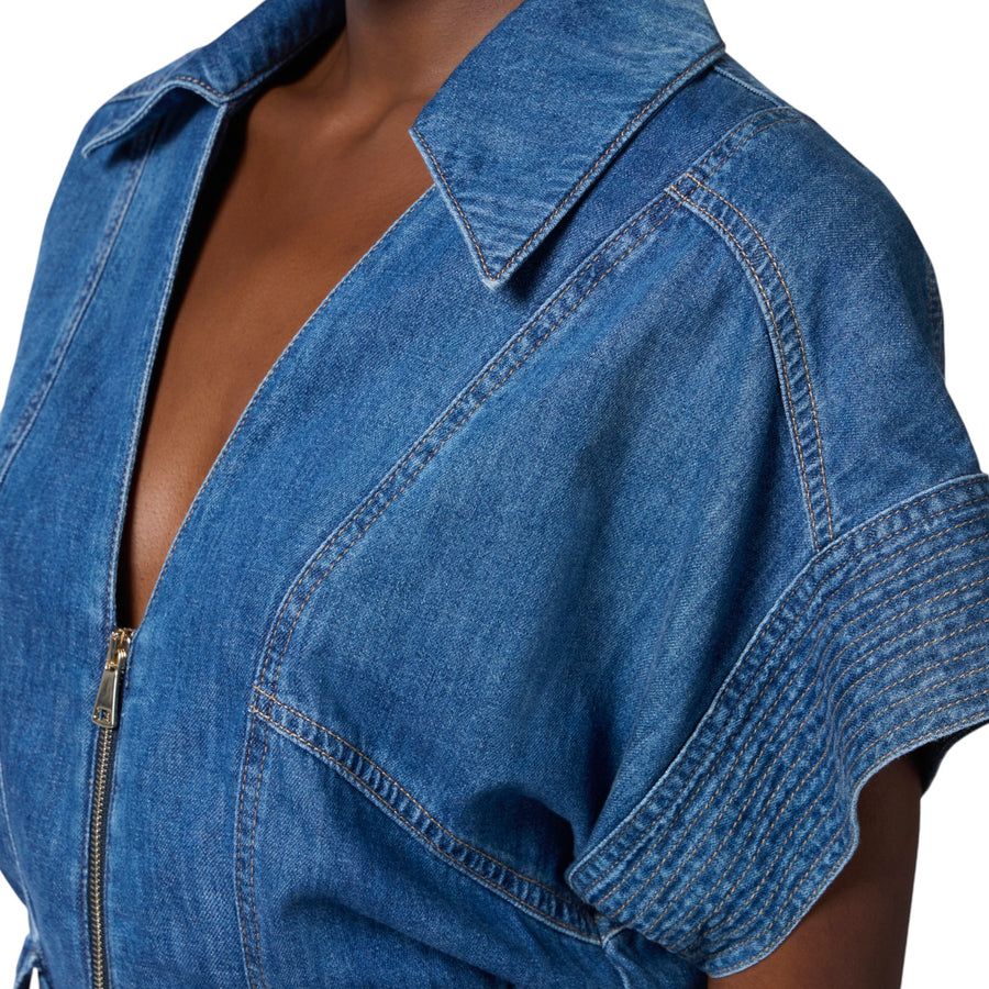Tuta donna  in denim corta con cintura