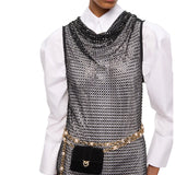 Abito donna midi effetto rete con strass