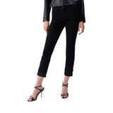 Pantaloni donna skinny con risvolto e strass