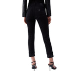 Pantaloni donna skinny con risvolto e strass