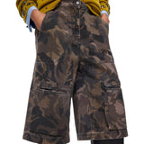 Bermuda Donna in cotone con motivo camouflage floreale
