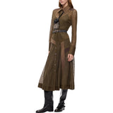 Abito Donna midi chemisier in pizzo con inserti