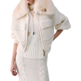 Bomber donna in lana con colletto teddy