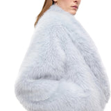 Giacca donna blouson effetto pelliccia con cintura