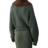 Bomber donna in lana con colletto teddy