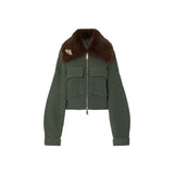 Bomber donna in lana con colletto teddy