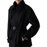 Cappotto donna in lana con cintura