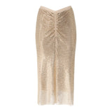 Gonna donna longuette effetto rete con strass