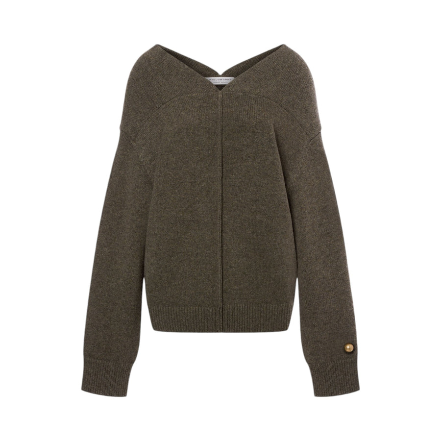 Maglione donna in misto seta e cashmere con piercing