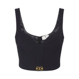 Top donna in crêpe leggero con dettagli logo