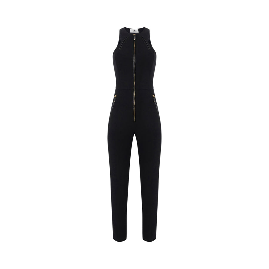 Tuta donna in doppio crêpe con dettagli zip
