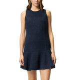 Abito donna smanicato scampanato in tweed fantasia