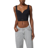 Top donna in crêpe leggero con dettagli logo