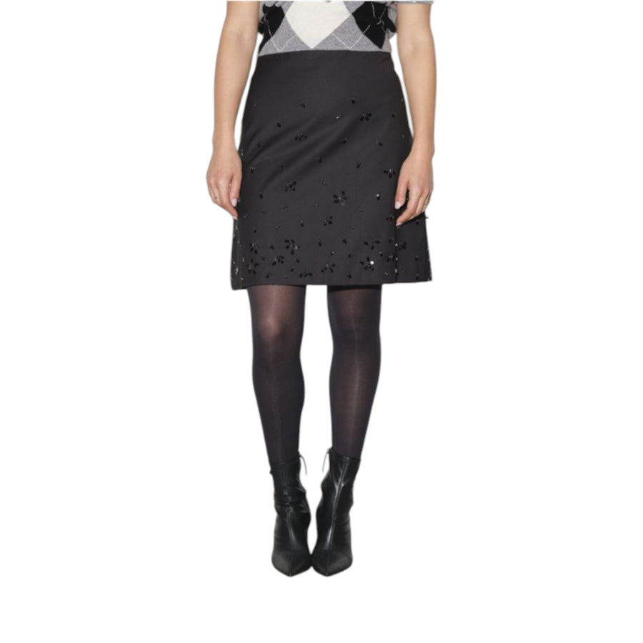 Gonna donna midi ricamata con spacco