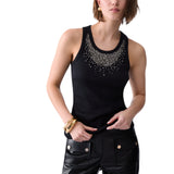Top donna con applicazioni gioiello