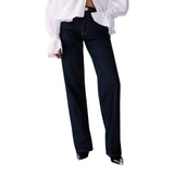 Jeans donna straight con dettagli in tessuto