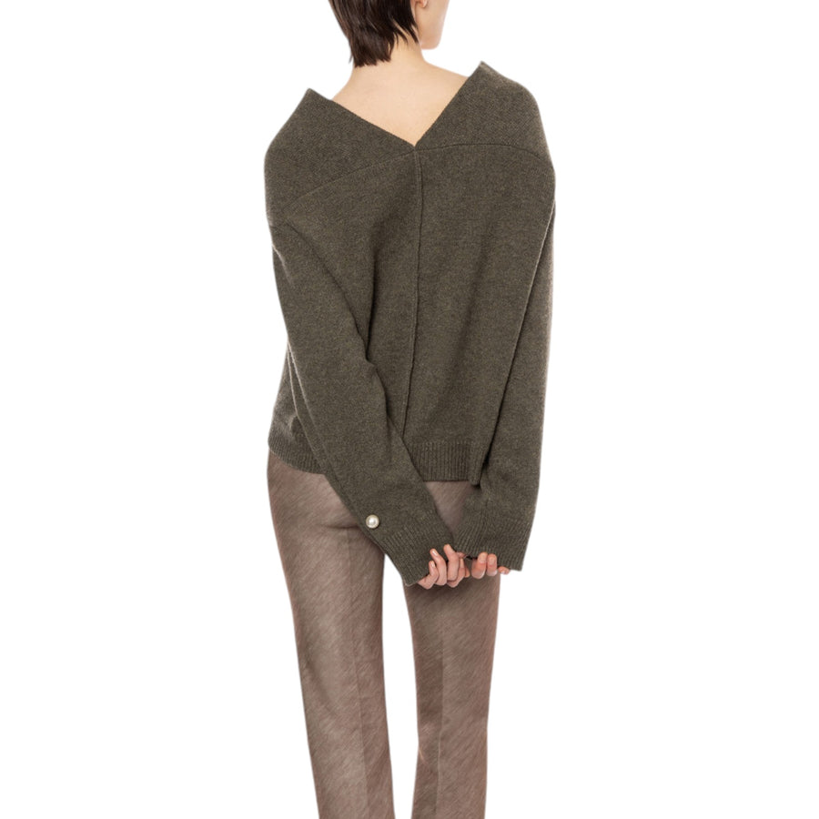 Maglione donna in misto seta e cashmere con piercing