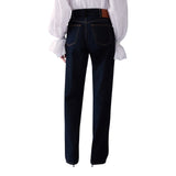 Jeans donna straight con dettagli in tessuto