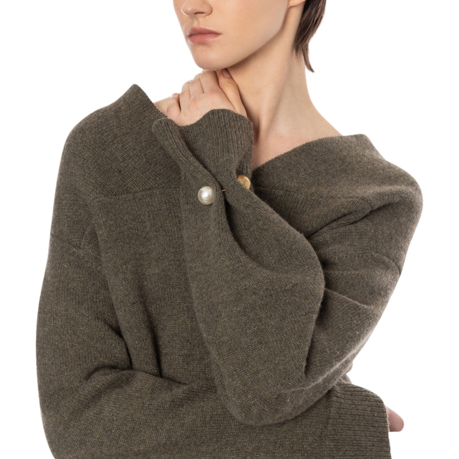 Maglione donna in misto seta e cashmere con piercing