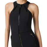 Tuta donna in doppio crêpe con dettagli zip