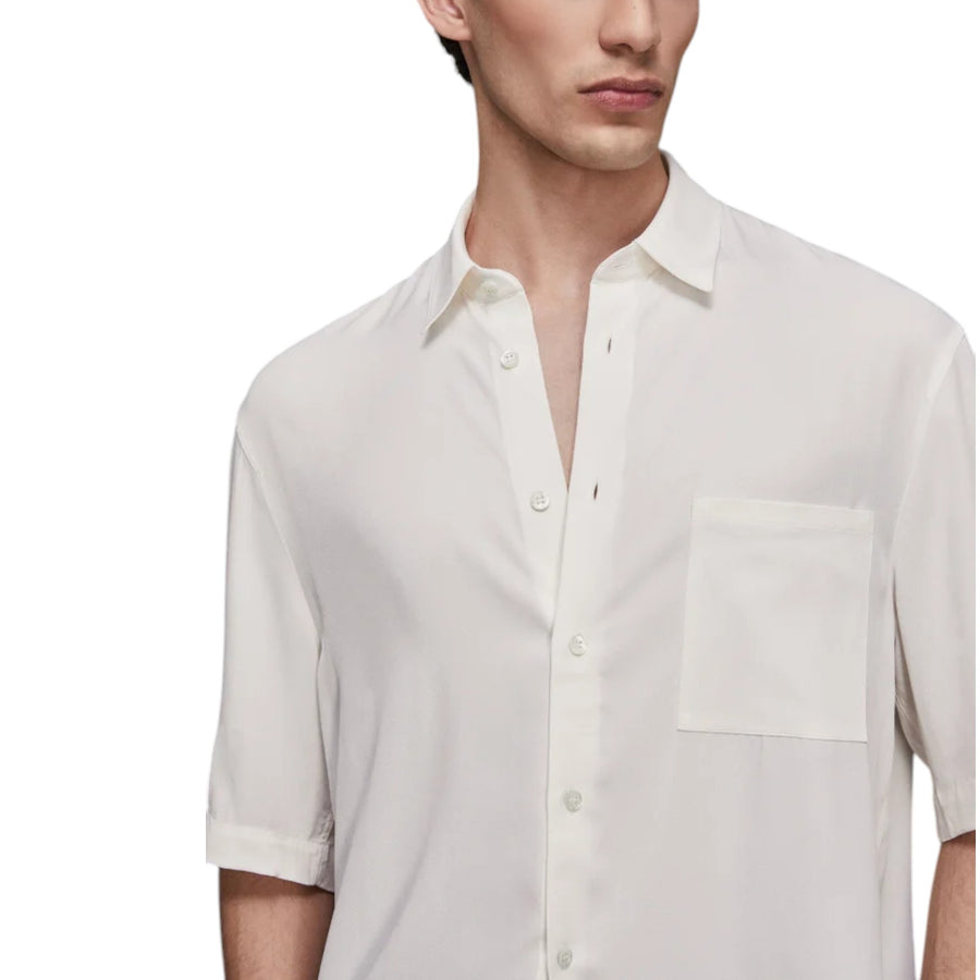 Camicia uomo manica corta in twill di viscosa