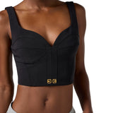 Top donna in crêpe leggero con dettagli logo