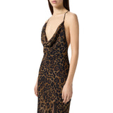 Abito donna lungo in creponne a stampa animalier