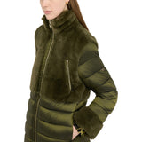 Giacca donna imbottita con inserti in pelliccia sintetica