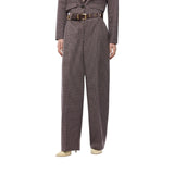 Pantaloni donna barrel fit con motivo micro pied-de-poule
