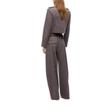 Pantaloni donna barrel fit con motivo micro pied-de-poule