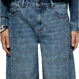 Jeans donna donna balloon con strass
