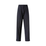 Pantaloni donna gessati a palloncino in lana