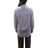 Camicia donna a righe con ricami floreali
