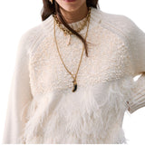 Maglia donna con piume e paillettes